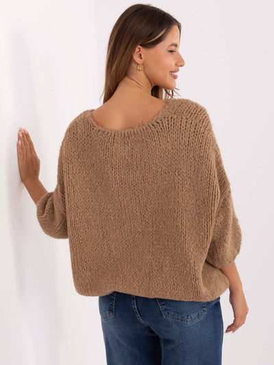 Camelowy damski sweter z domieszką alpaki