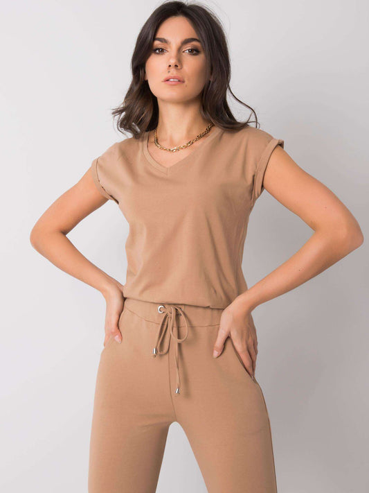 Camelowy damski t-shirt basic