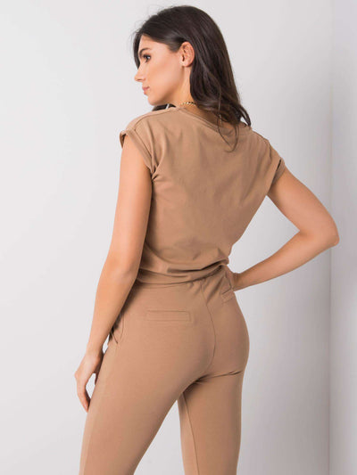Camelowy damski t-shirt basic