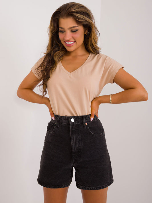 BASIC FEEL GOOD Camelowy t-shirt z bawełny
