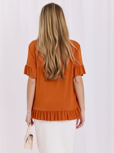 Ceglasta damska bluzka oversize z wiskozy