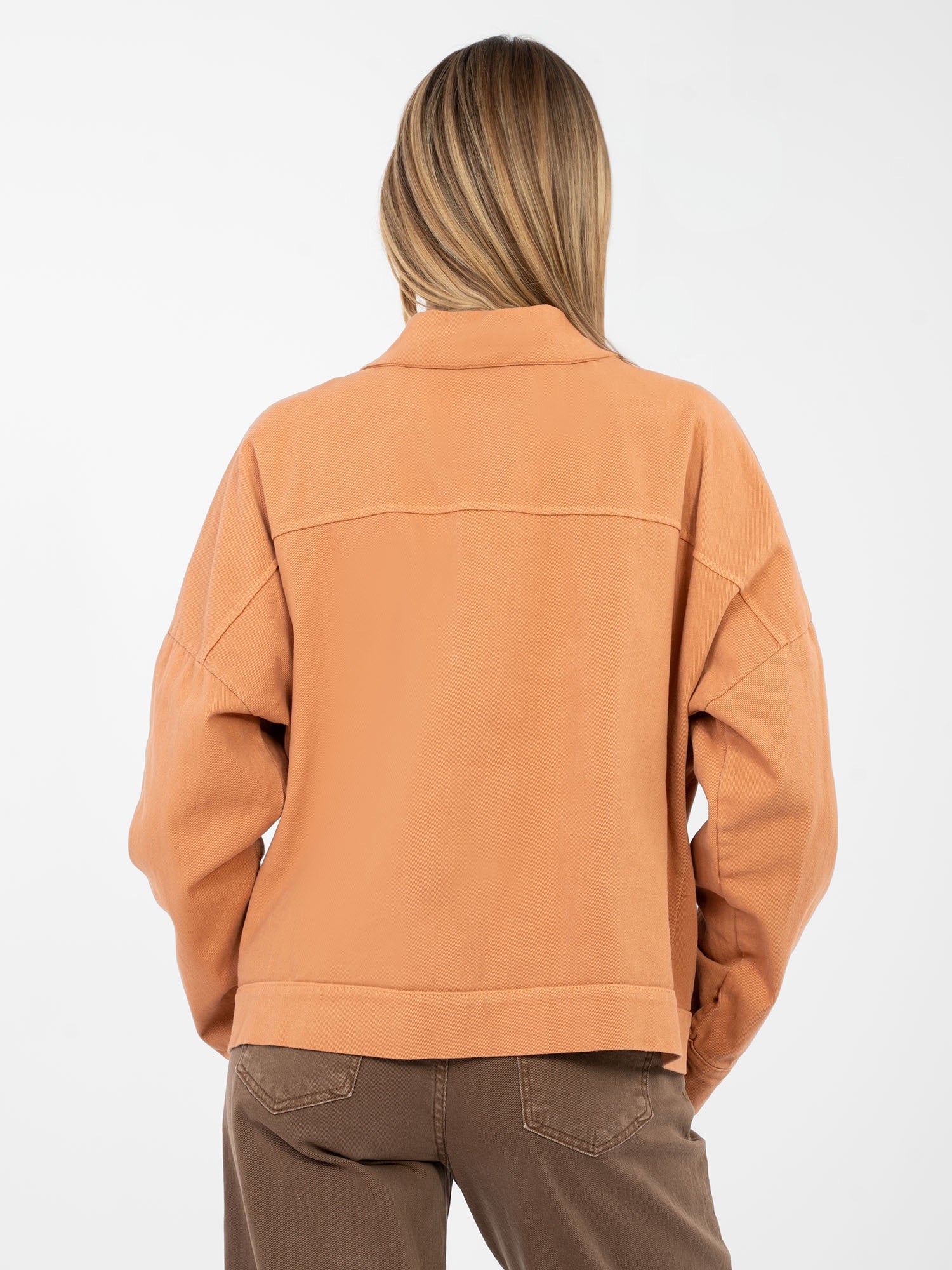 RUE PARIS Ceglasta jeansowa kurtka oversize