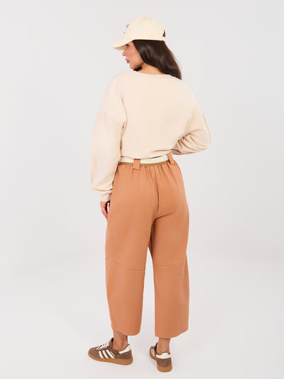 RUE PARIS Ceglaste jeansowe spodnie typu culotte
