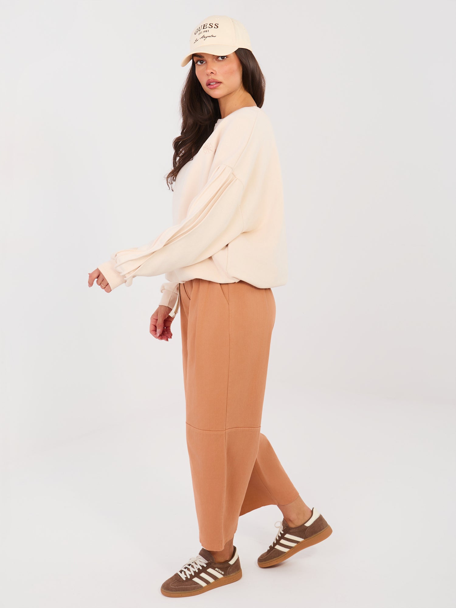 RUE PARIS Ceglaste jeansowe spodnie typu culotte