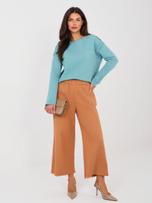 Ceglaste damskie jeansy wide leg