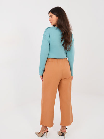 Ceglaste damskie jeansy wide leg