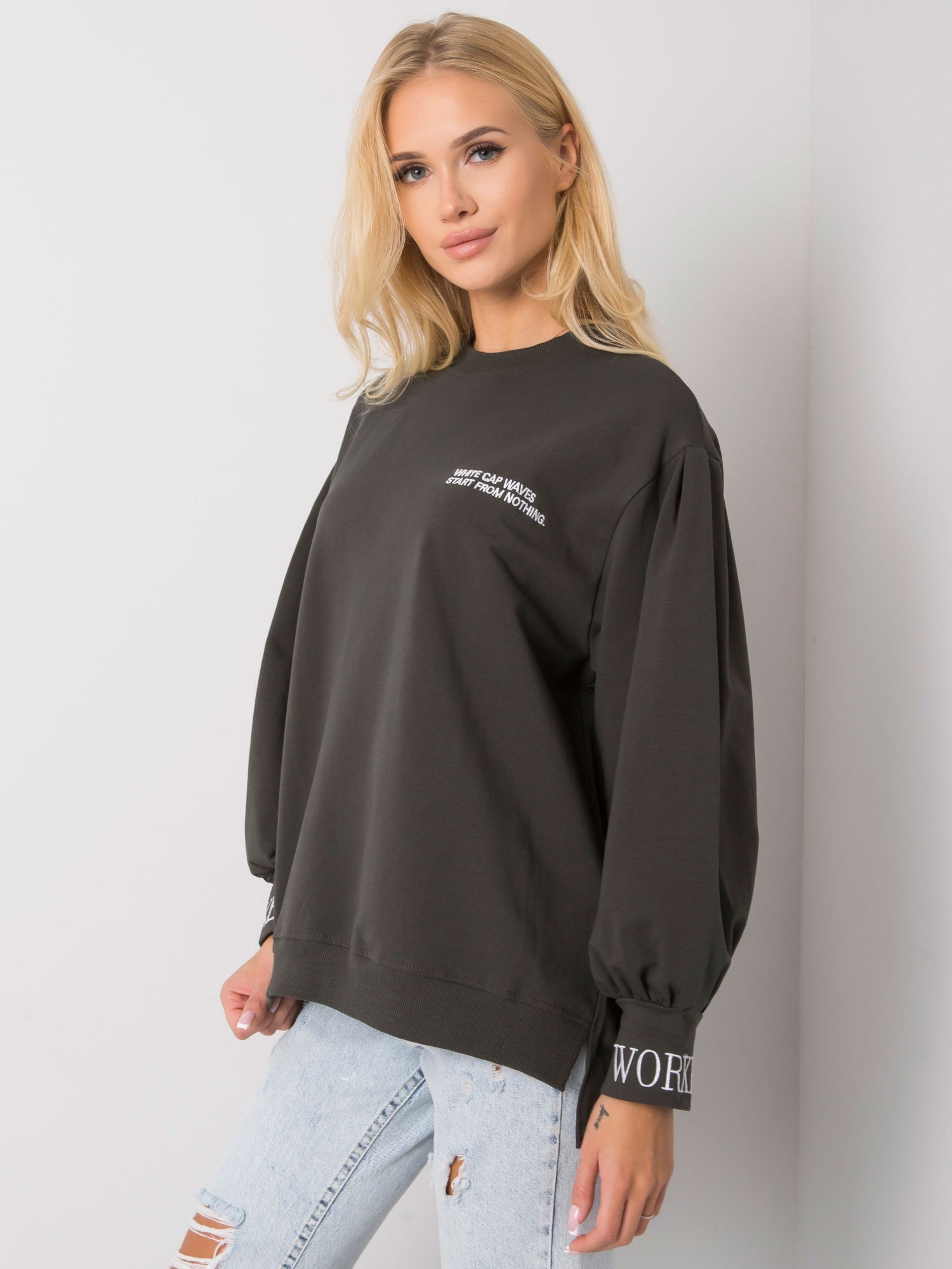Ciemna khaki bluza z bawełny