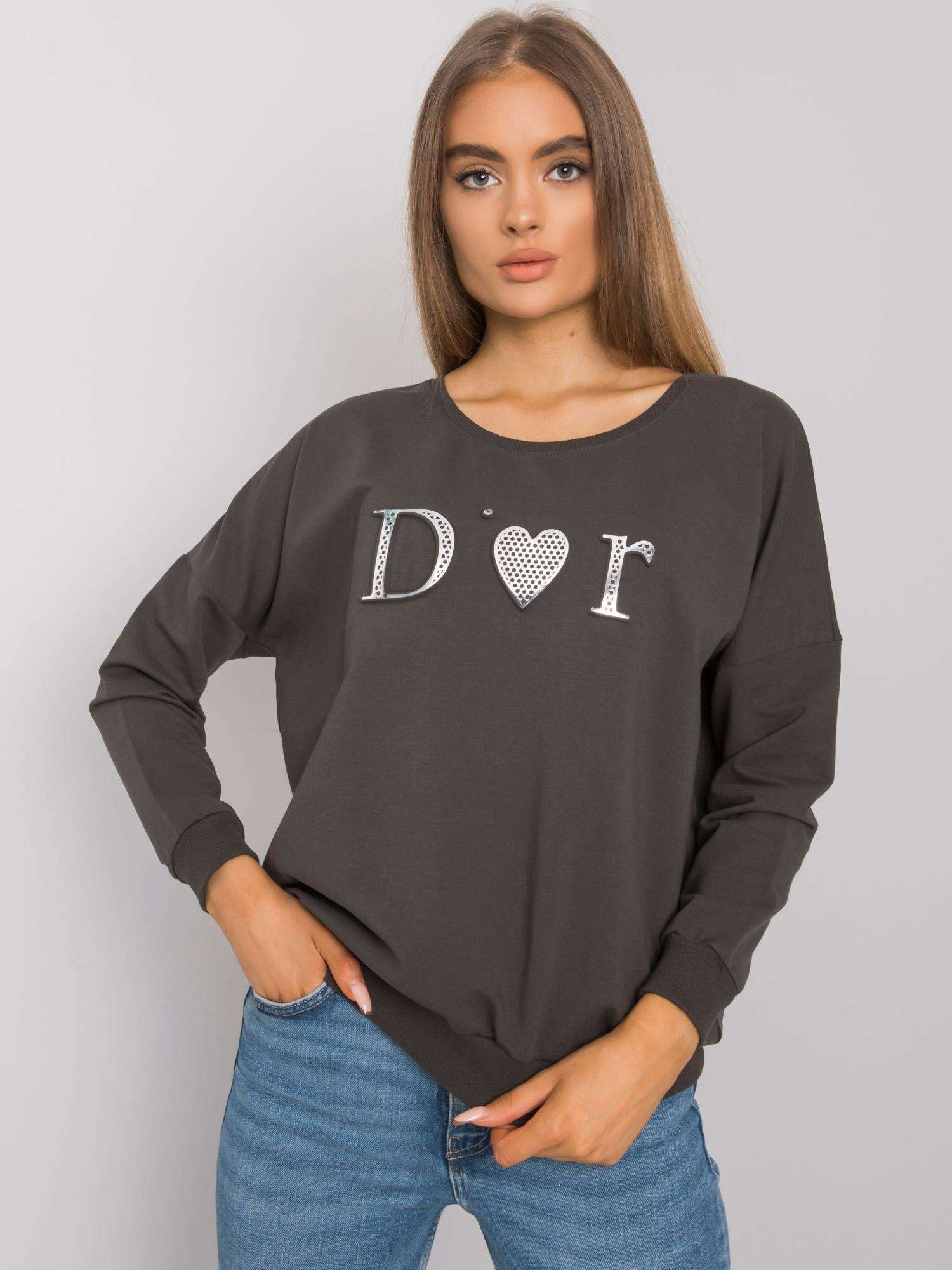 Ciemna khaki damska bluza bez kaptura
