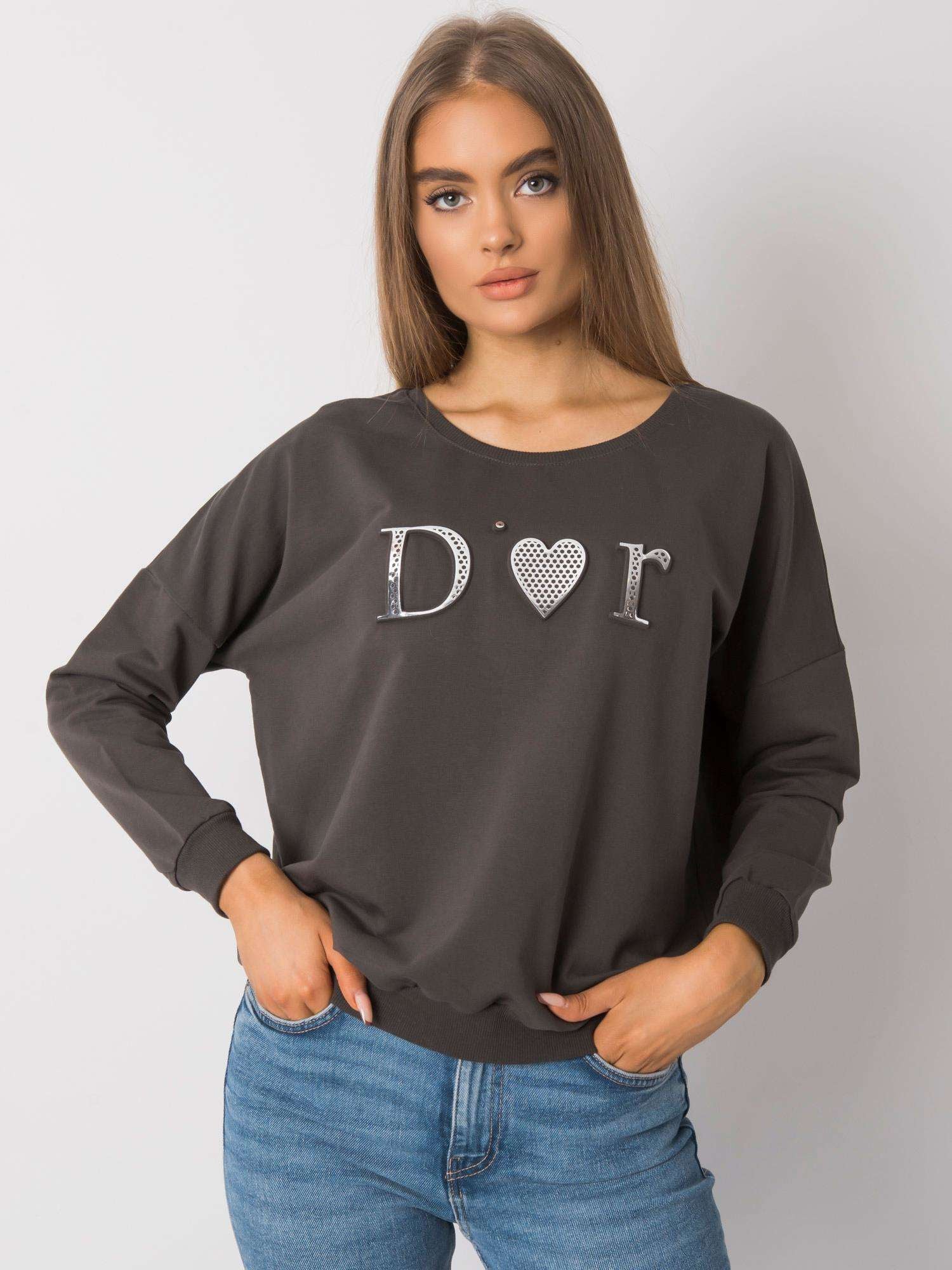 Ciemna khaki damska bluza bez kaptura