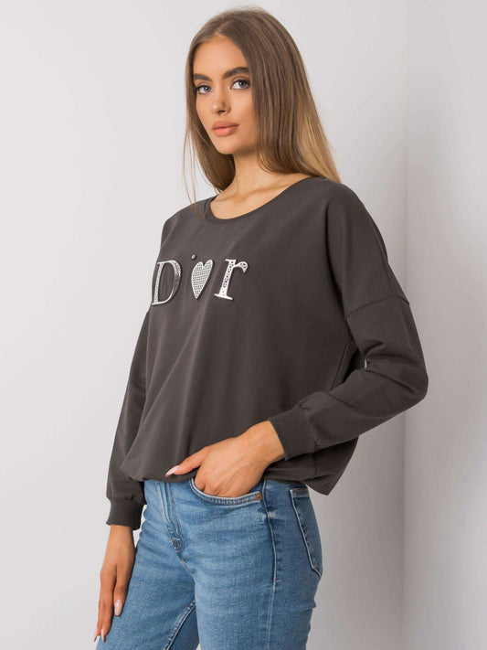 Ciemna khaki damska bluza bez kaptura