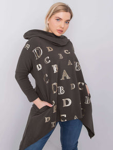 Ciemna khaki bluza plus size z nadrukiem