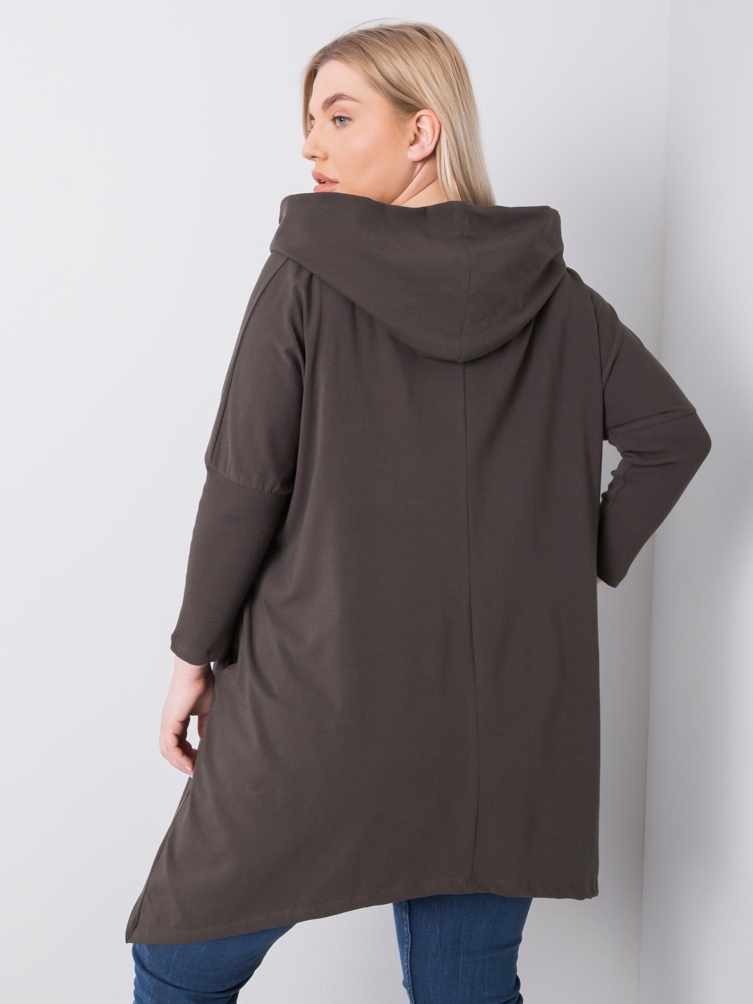 Ciemna khaki bluza plus size z nadrukiem
