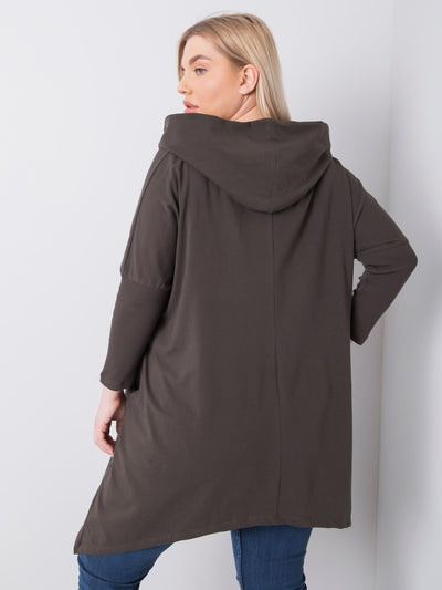 Ciemna khaki bluza plus size z nadrukiem