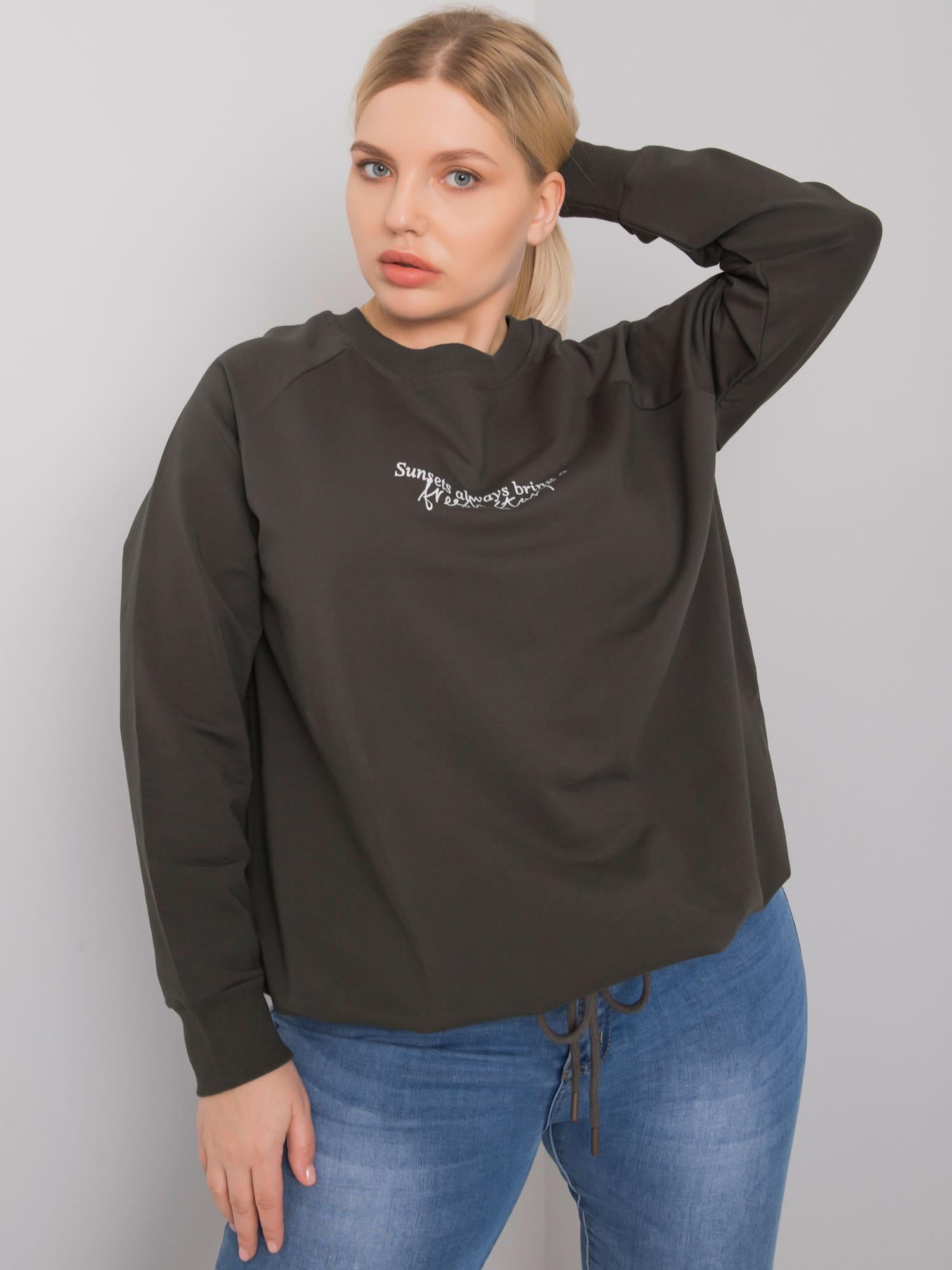 Ciemna khaki bluza damska plus size