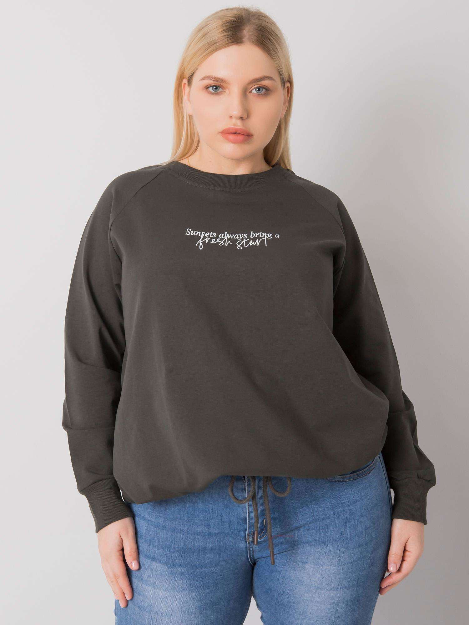 Ciemna khaki bluza damska plus size