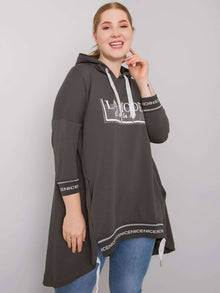 Ciemna khaki bluza damska plus size z kieszenią