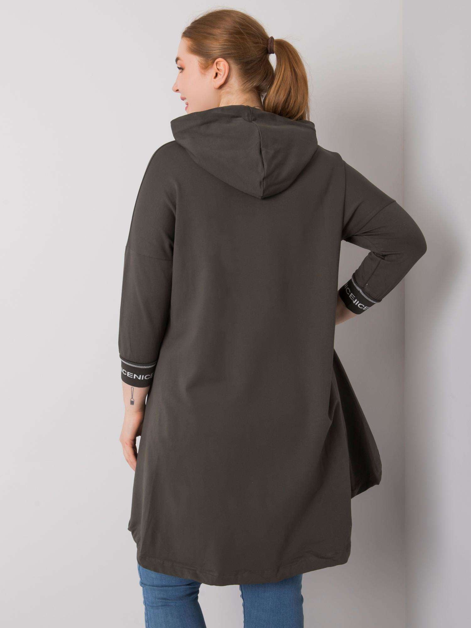 Ciemna khaki bluza damska plus size z kieszenią