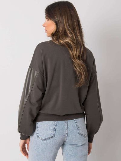 RUE PARIS Ciemna khaki bluza ze skóry ekologicznej