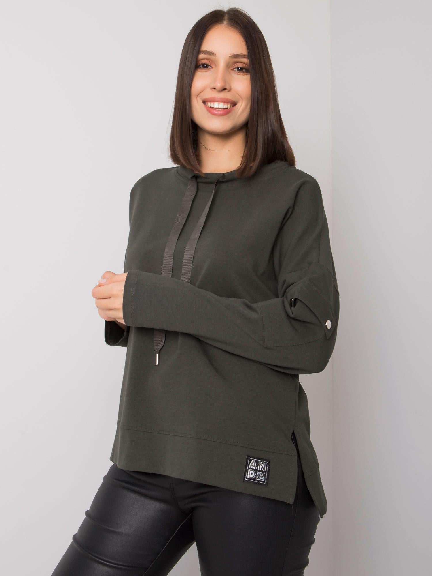 Ciemna khaki casualowa bluzka plus size