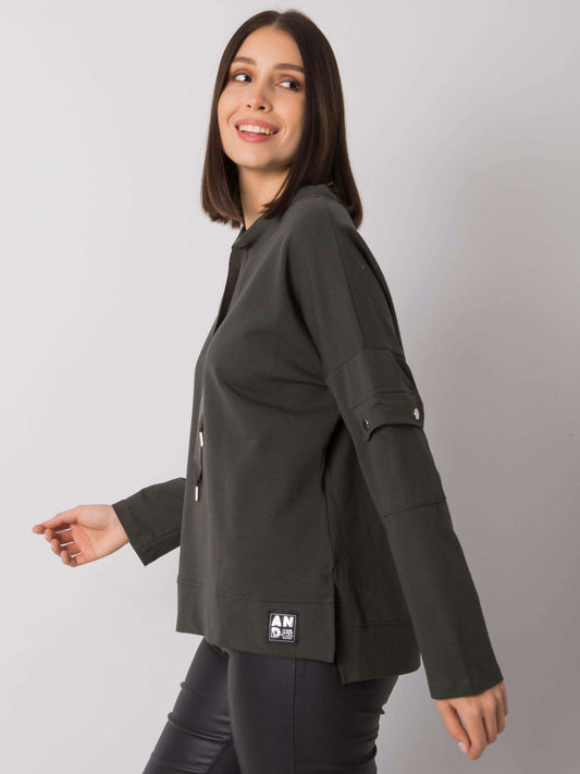 Ciemna khaki casualowa bluzka plus size