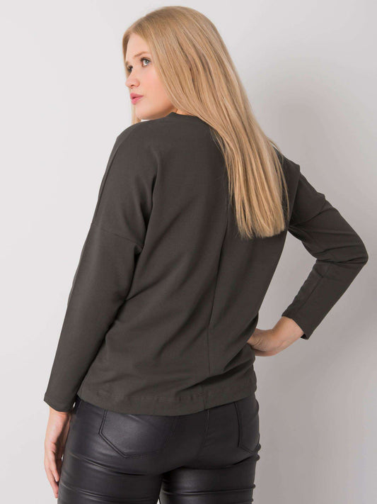Ciemna khaki damska bluzka plus size z napisem