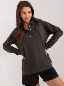 Ciemna khaki dresowa bluza z kapturem