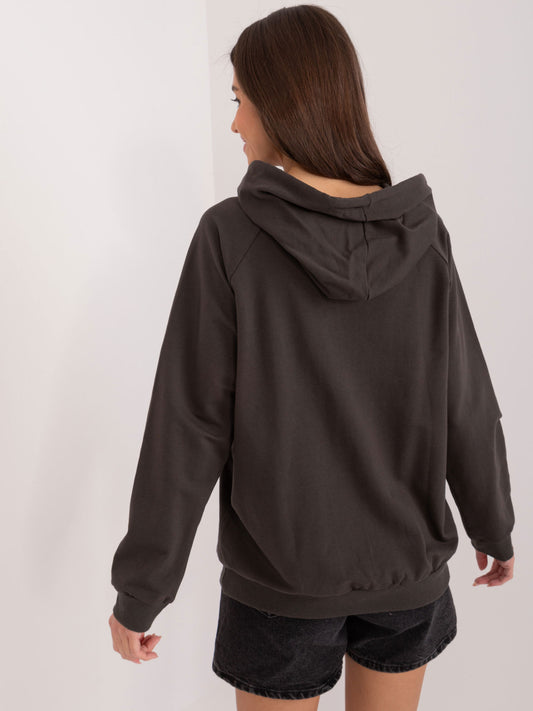 Ciemna khaki dresowa bluza z kapturem