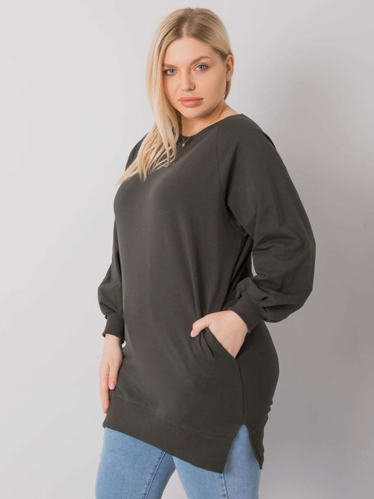 Ciemna khaki bawełniana bluza damska plus size