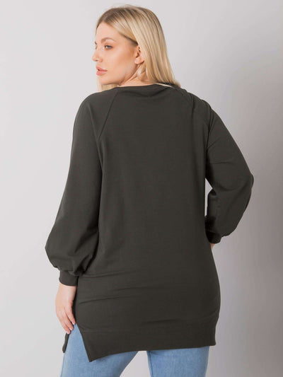 Ciemna khaki bawełniana bluza damska plus size