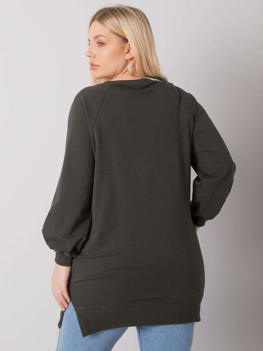 Ciemna khaki bawełniana bluza damska plus size