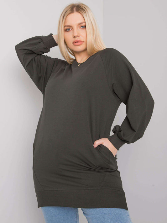 Ciemna khaki bawełniana bluza damska plus size