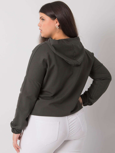 Ciemna khaki bluza plus size z kapturem