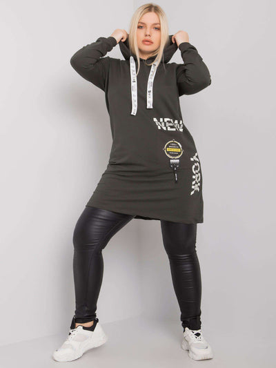 Ciemna khaki bawełniana tunika plus size