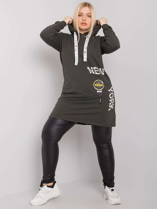 Ciemna khaki bawełniana tunika plus size