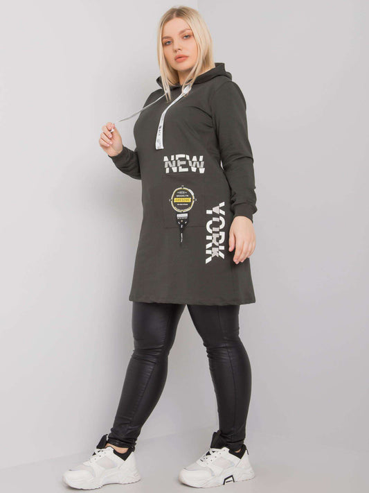 Ciemna khaki bawełniana tunika plus size
