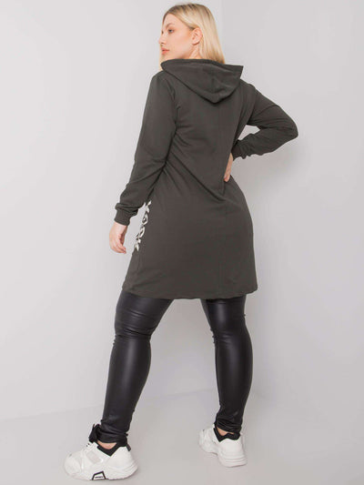 Ciemna khaki bawełniana tunika plus size