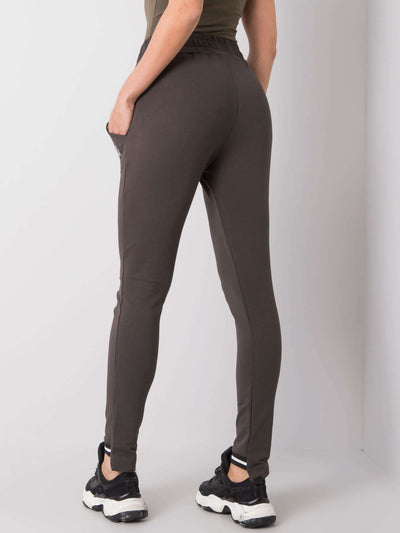Ciemne khaki damskie spodnie dresowe