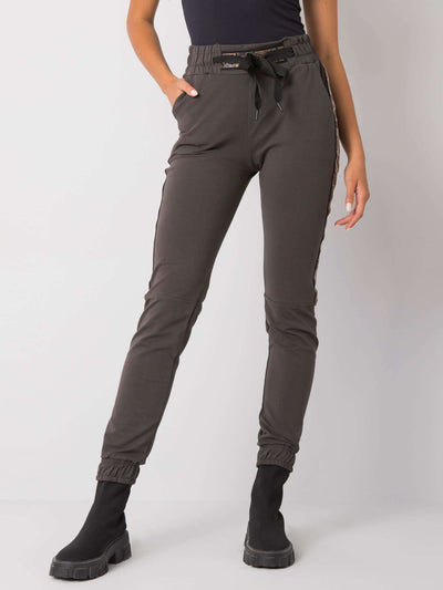 Ciemne khaki damskie spodnie dresowe