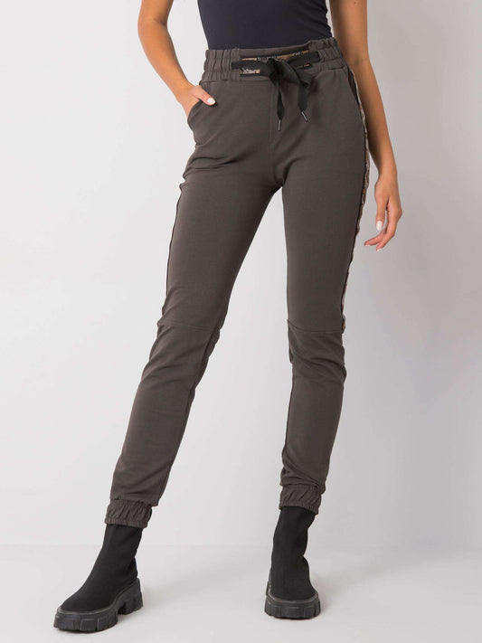 Ciemne khaki damskie spodnie dresowe