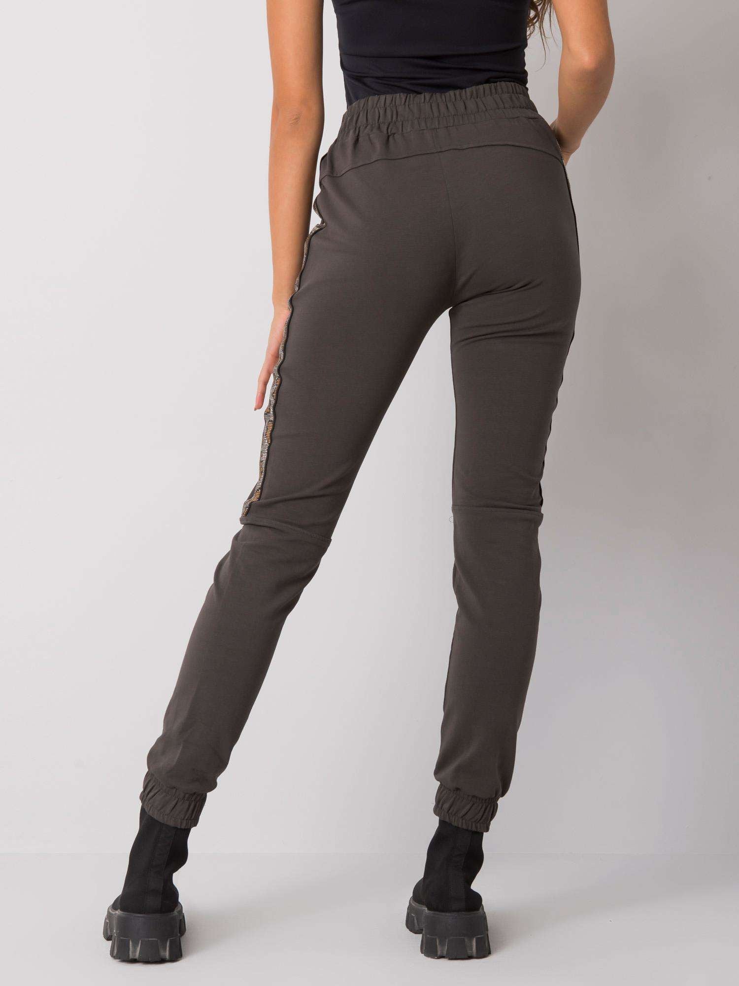 Ciemne khaki damskie spodnie dresowe
