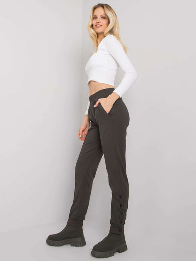 RUE PARIS Ciemne khaki spodnie dresowe na co dzień