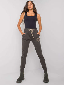 Ciemne khaki dresowe joggery damskie