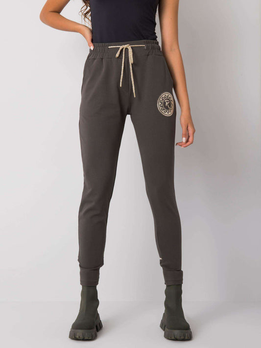 Ciemne khaki dresowe joggery damskie