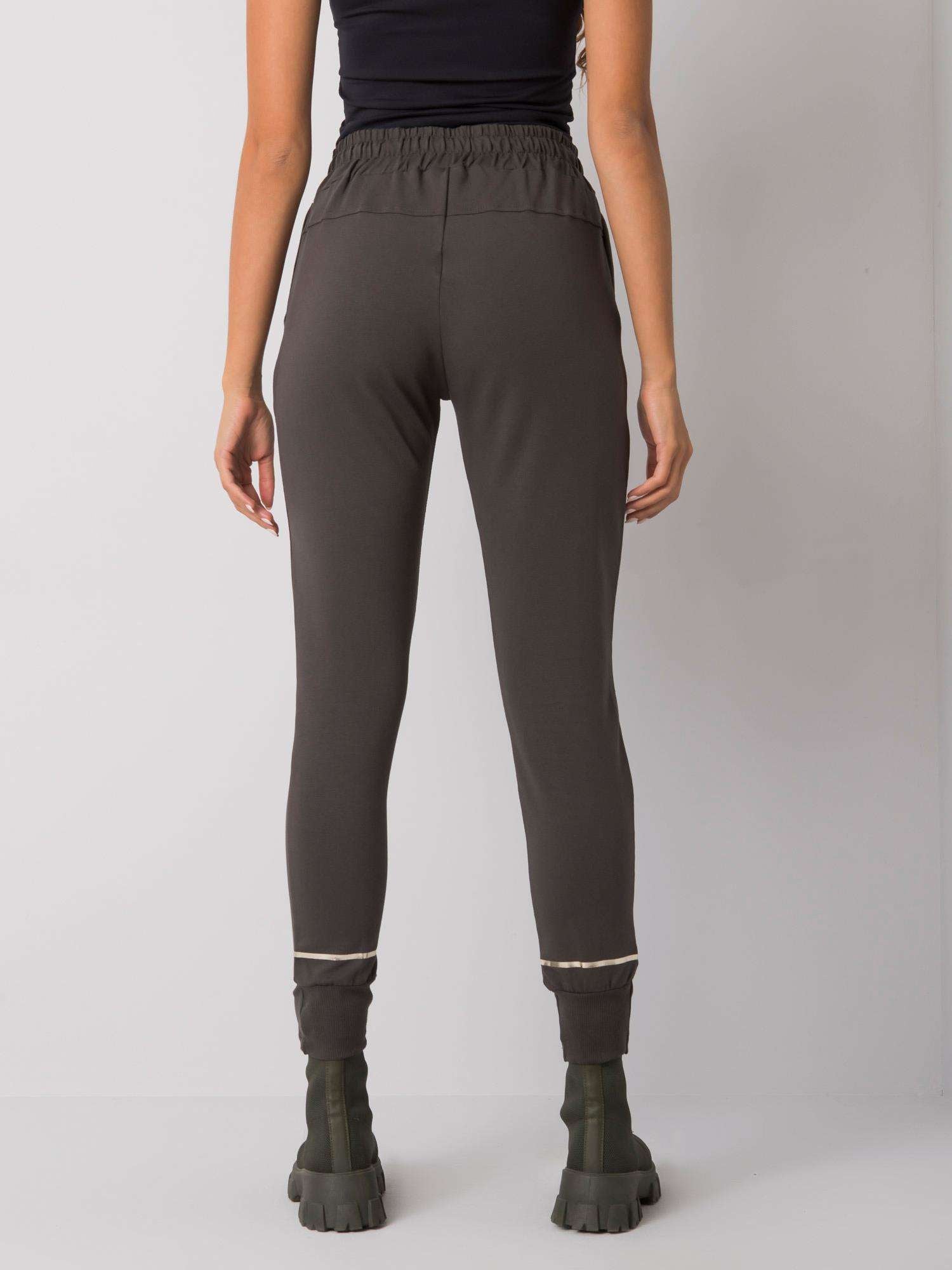 Ciemne khaki dresowe joggery damskie