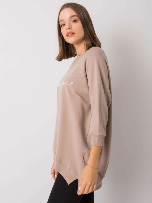 RUE PARIS Ciemnobeżowa bluza bawełniana