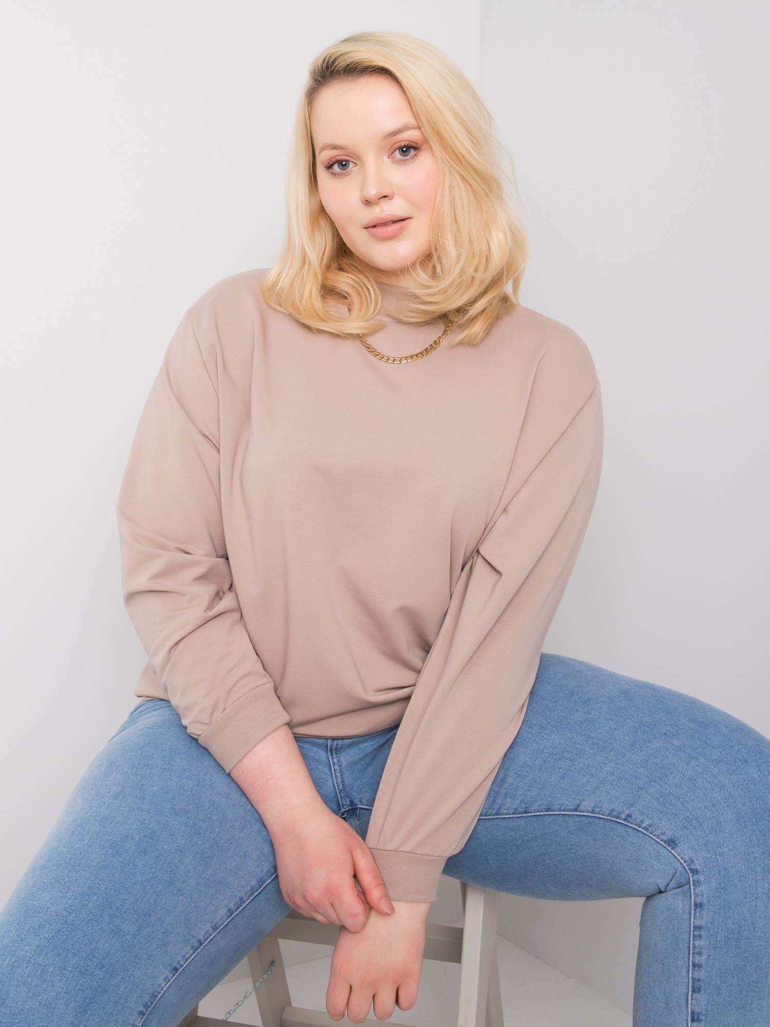 Ciemnobeżowa bluza plus size basic