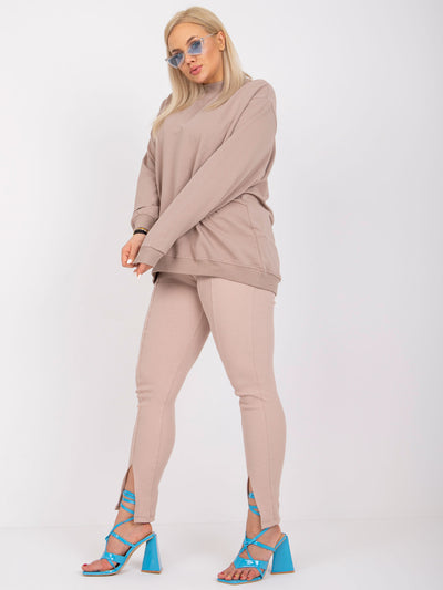 Ciemnobeżowa bluza plus size basic