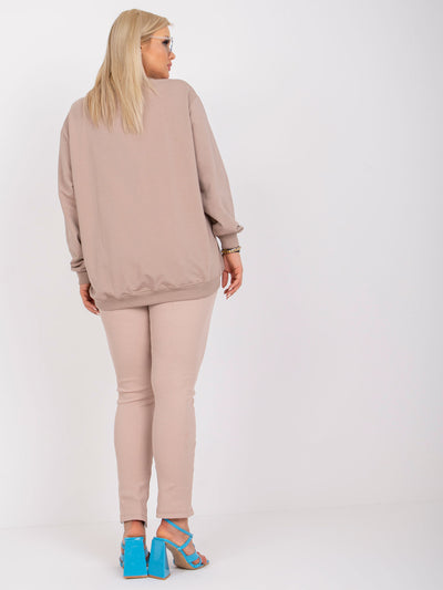 Ciemnobeżowa bluza plus size basic