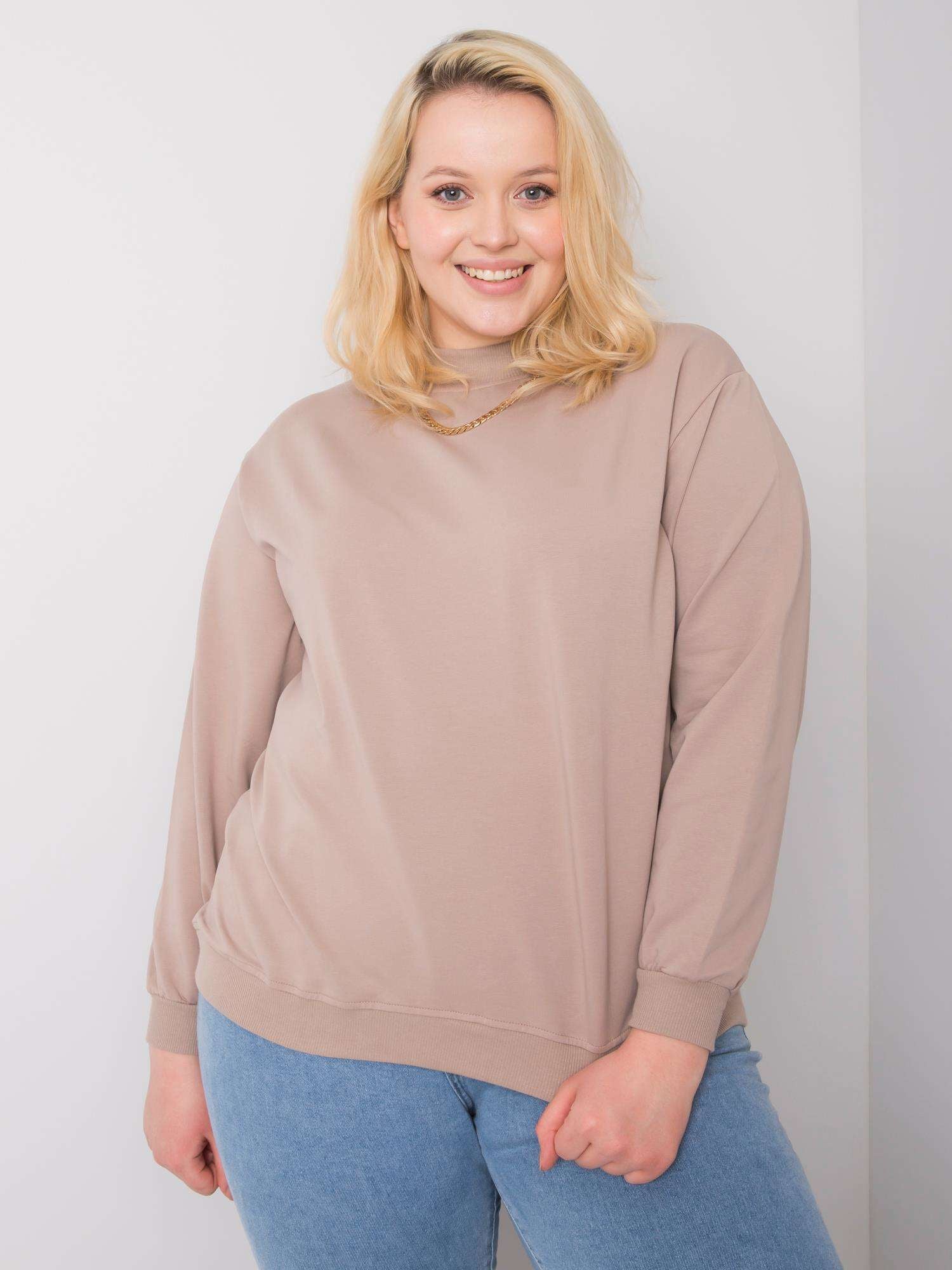 Ciemnobeżowa bluza plus size basic