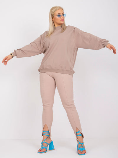 Ciemnobeżowa bluza plus size basic